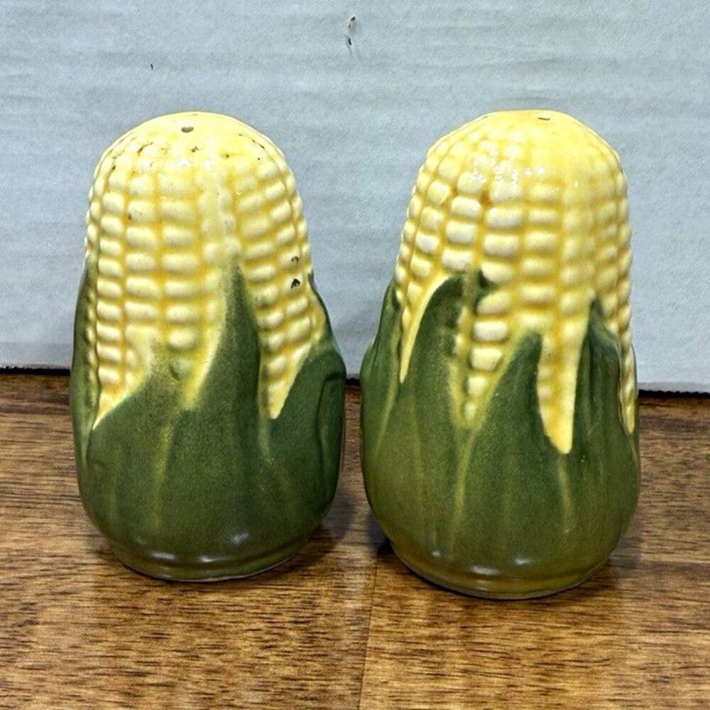 Shawnee Ceramic Corn Salt & Pepper Shakers Set of 2, Yellow/Green Glossy